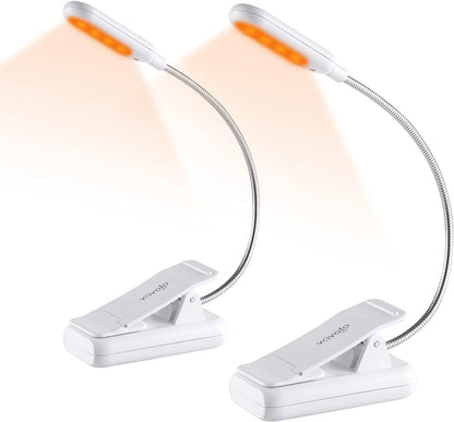 VAVOFO Rechargeable Book Light, Blue Light Blocking, Amber 1600K Clip On Reading Light, Eye Care 7 LEDs Kids Book Light for Reading in Bed with Power Indicator for Bookworms (Neon Orange)