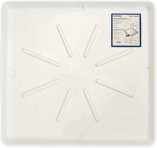 Eastman Washing Machine Drain Pan, 30 Inch x 32 Inch OD, Plastic Tray, White, 52525