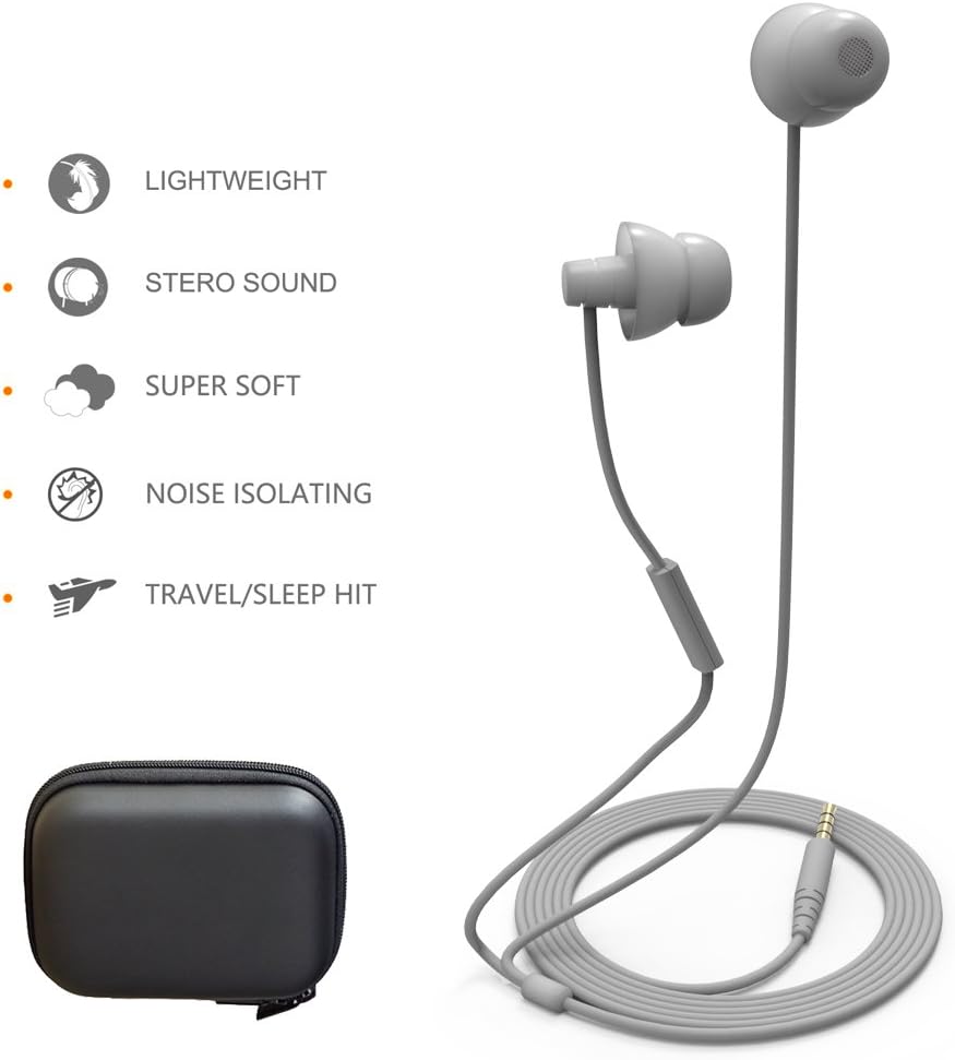 MAXROCK Sleep Earbuds,Ultra Soft Lightweight Sleep Earphones Headphones with Volume Control and Mic for Insomnia, Side Sleeper, Snoring, Air Travel, Meditation & Relaxation (Acid Blue)