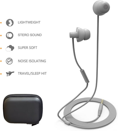 MAXROCK Sleep Earbuds,Ultra Soft Lightweight Sleep Earphones Headphones with Volume Control and Mic for Insomnia, Side Sleeper, Snoring, Air Travel, Meditation & Relaxation (Acid Blue)