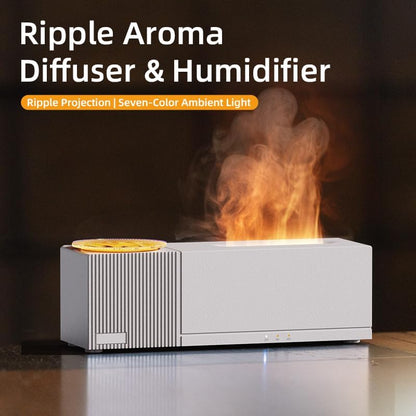 Colorful Flame Air Aroma Diffuser Humidifier, Upgraded 7 Flame Colors Noiseless Essential Oil Diffuser for Home,Office,Yoga with Auto-Off Protection 180mL (8Hours Black)