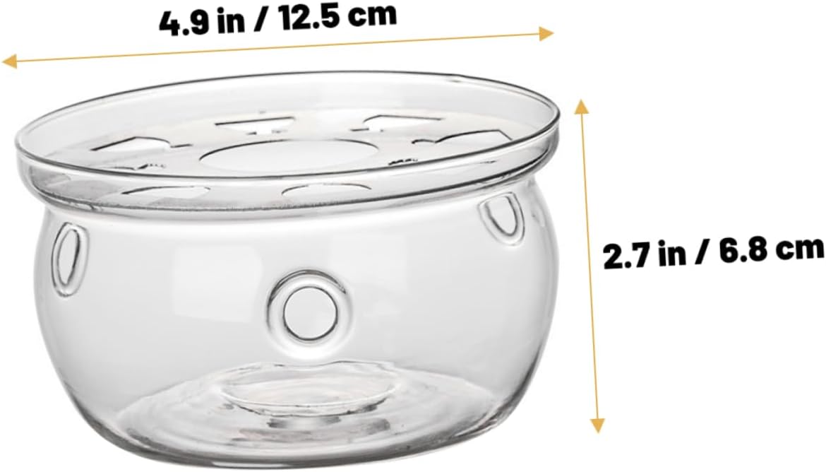 PRETYZOOM Glass Teapot Warmer Base Elegant High Borosilicate Glass Candle Holder for Tea Lovers Compact Design for Home Office Hotels and Tea Houses