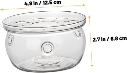 PRETYZOOM Glass Teapot Warmer Base Elegant High Borosilicate Glass Candle Holder for Tea Lovers Compact Design for Home Office Hotels and Tea Houses