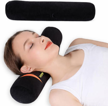 Neck Roll Pillow, Cervical Neck Pillow Bolster Pillow for Sleeping | Cotton neck roll, machine-washable cover, supports neck, legs, back & sleeping, slim bolster for bed & yoga