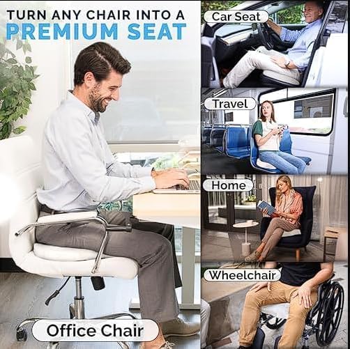 ComfiLife Doctor Recommended Seat Cushion - Premium Gel & Memory Foam Office Chair, Car Seat, Lifting Cushion - Chair Cushions for Back & Sciatica Relief - Seat Cushions for Office & Desk (Black)