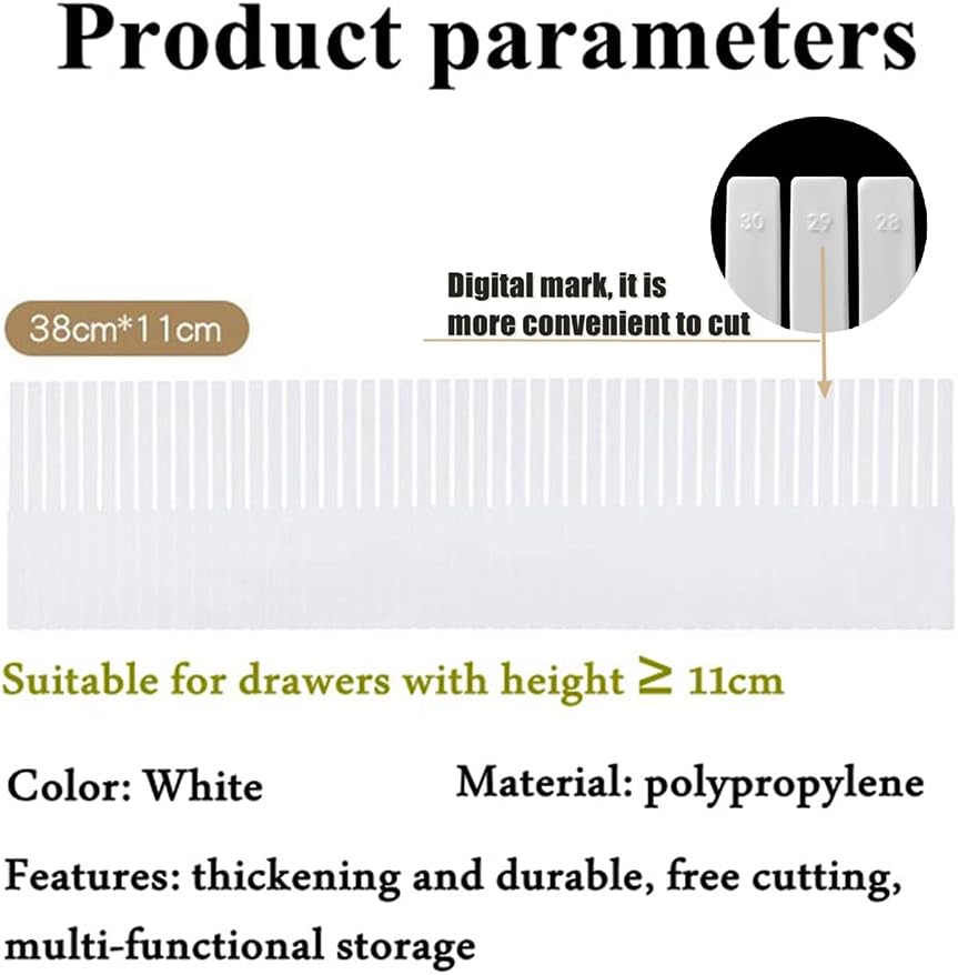 20PCS DIY Plastic Grid Drawer Dividers, Large Adjustable Drawer Storage Organizer (38cmx11cm) for Clutter Kitchen Cutlery Dresser Makeup Tools Socks Can Help Tidy Office Desk Clinic Bedroom