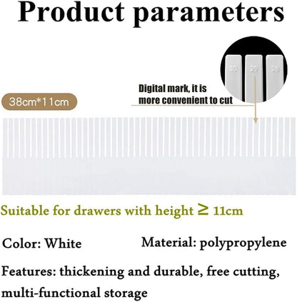 20PCS DIY Plastic Grid Drawer Dividers, Large Adjustable Drawer Storage Organizer (38cmx11cm) for Clutter Kitchen Cutlery Dresser Makeup Tools Socks Can Help Tidy Office Desk Clinic Bedroom