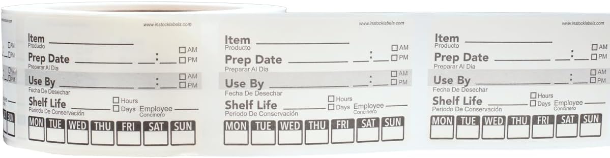 Dissolvable Day of The Week Use by Shelf Life Labels, 2 x 3 Inch 500 Adhesive Stickers for Organization, Food Rotation, Meal Prep Stickers Dissolve in Water