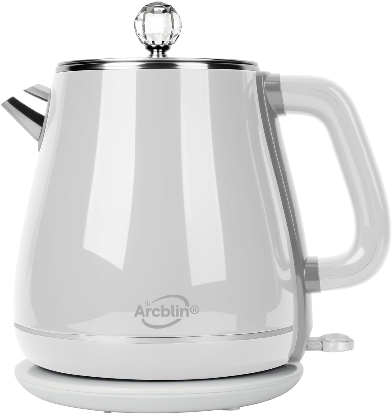 Electric Kettle 1.8L, Arcblin Retro Electric Tea Kettle for Boiling Water, 1350W Fast Boil, Stainless Steel Interior, BPA Free, Automatic Shut Off, Boil-Dry Protection, Pearl White