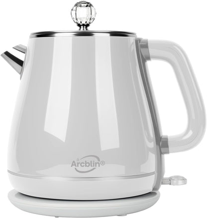 Electric Kettle 1.8L, Arcblin Retro Electric Tea Kettle for Boiling Water, 1350W Fast Boil, Stainless Steel Interior, BPA Free, Automatic Shut Off, Boil-Dry Protection, Pearl White