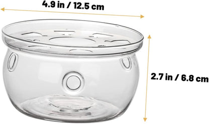 VOSAREA Glass Teapot Warmer Heating Base High Borosilicate Glass Tea Warmer for Home Use Elegant Desktop Teapot Heater Candle Holder for Loose Leaf Tea and