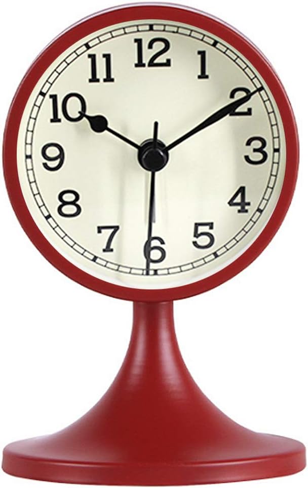 3" Round Quartz Analog Metal Alarm Clock Silent Non Ticking Desk Clock