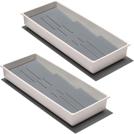 OXO Good Grips Kitchen Compact Spice Drawer Organizer, White - Pack of 2