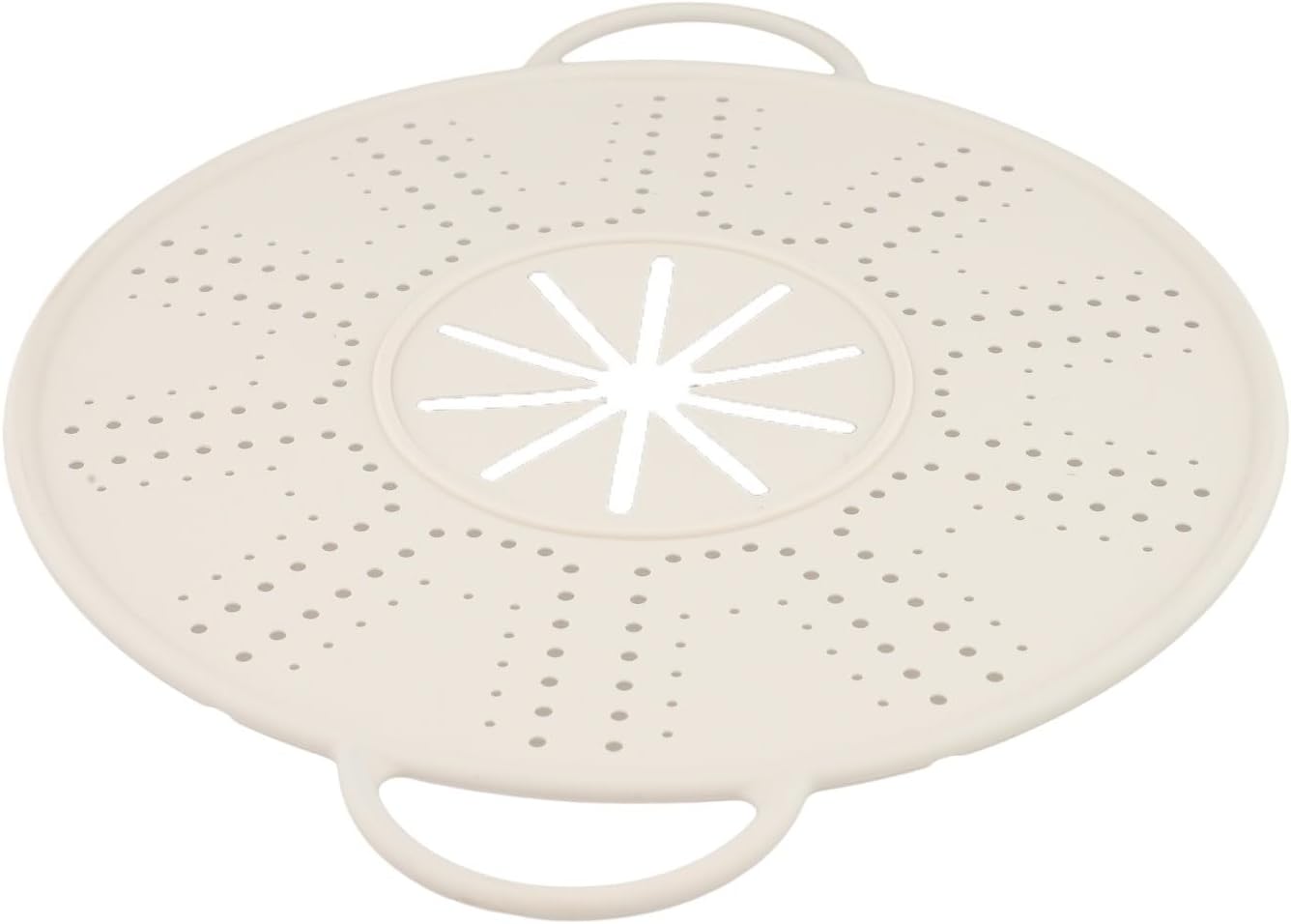 Silicone Spill Stopper Lid, Heat-Resistant Pot Cover with for steam Vent and Handles, Multipurpose Steamer Mat for Pots and Pans, Dishwasher Safe 13.39 x 10.83 In(white)