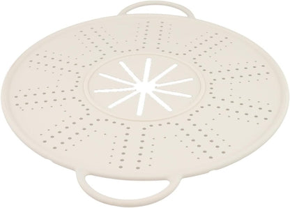Silicone Spill Stopper Lid, Heat-Resistant Pot Cover with for steam Vent and Handles, Multipurpose Steamer Mat for Pots and Pans, Dishwasher Safe 13.39 x 10.83 In(white)
