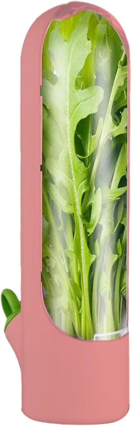 Herbsaver for Refrigerator - Vegetable Freshness Storage Containers, Herbkeeper Pod with Adjustable Humidity Control, Cilantro,Parsley, Asparagus, Keeps Vegetables Fresh for 2-3 Week (Pink)