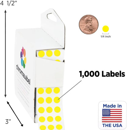 Dark Blue, Red & Yellow Dots, 1/4 Inch, 1000/Box Each Color | Writable Semi-Gloss Circle Labels in Dark Blue, Red and Yellow for Offices, Retail and Classrooms. Made in USA - Colors A