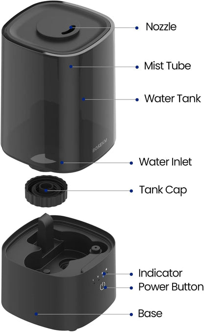 ROSEKM Automatic Humidifiers for Bedroom Large Room, 4.5L Cool Mist Humidifier for Home & Plant with Timer & Humidity Sensor, Last Up to 18H on High Setting, Auto Shut-Off, 360° Nozzle (Black)