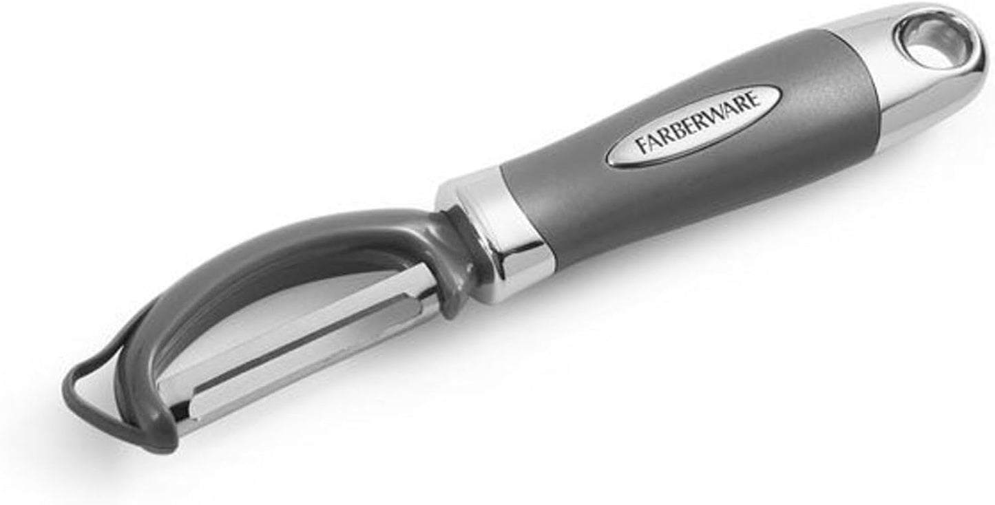 Farberware Vegetable Peeler, Pro2 Euro Peeler with Sharp Stainless Steel Swivel Blade and Ergonomic Handle, Dishwasher Safe, Aqua Sky