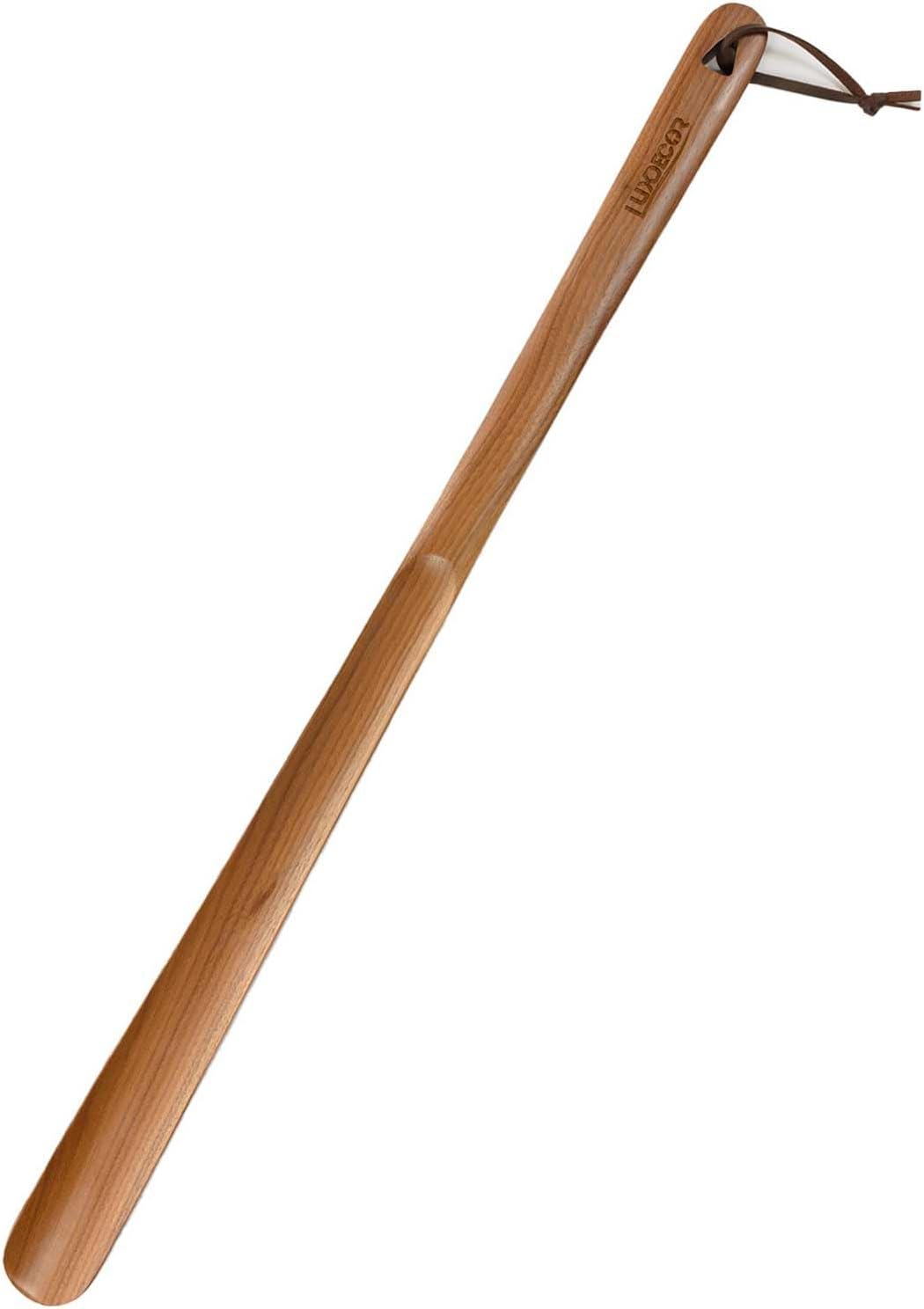 Luxdecor Long Handled Wooden Shoehorns-24in Wooden Long Handle Shoe Horn for Seinors Men Boot Jack Shoe Helper for Women
