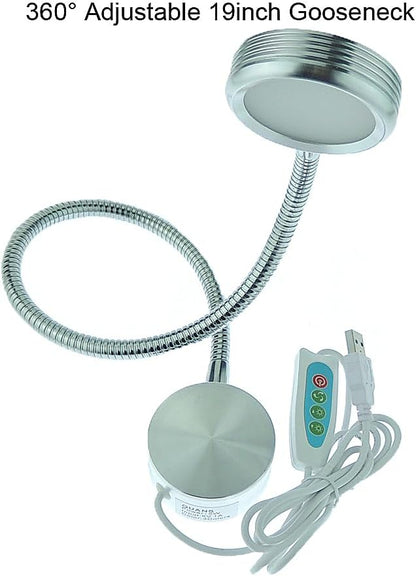 QUANS 3 Color Dimmable Gooseneck LED Wall Bedside Reading Lamp, Black, USB