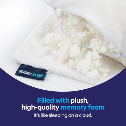 Sidney Sleep Adjustable Curved Pillows for Neck and Shoulder Support with Extra Shredded Fill - Cervical Contour Pillow for Side and Back Sleepers - Queen Size 19" x 29" CertiPUR-US Certified (White)