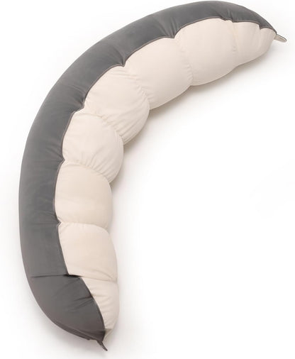 Peallow(Pat. Pend) – Long Round Body Pillow for Adults, Bolster Pillow for Sleeping, Soft and Supportive Pillow for Sleeping & Lumbar Support (Green-White, 29.5")