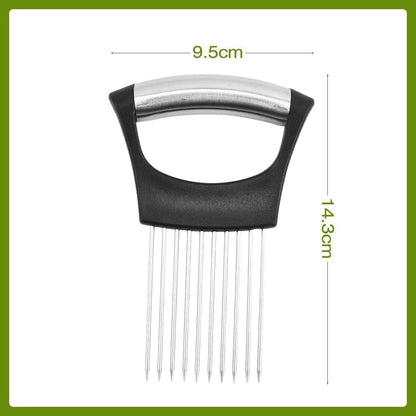Stainless Steel Onion Slice Holder, New Onion Holder for Slicing, Lemon Slicer Vegetable Cutter, Chopper Slicing Assistant Tool for Potato, Tomato, Meat, Onion Home Kitchen Tools