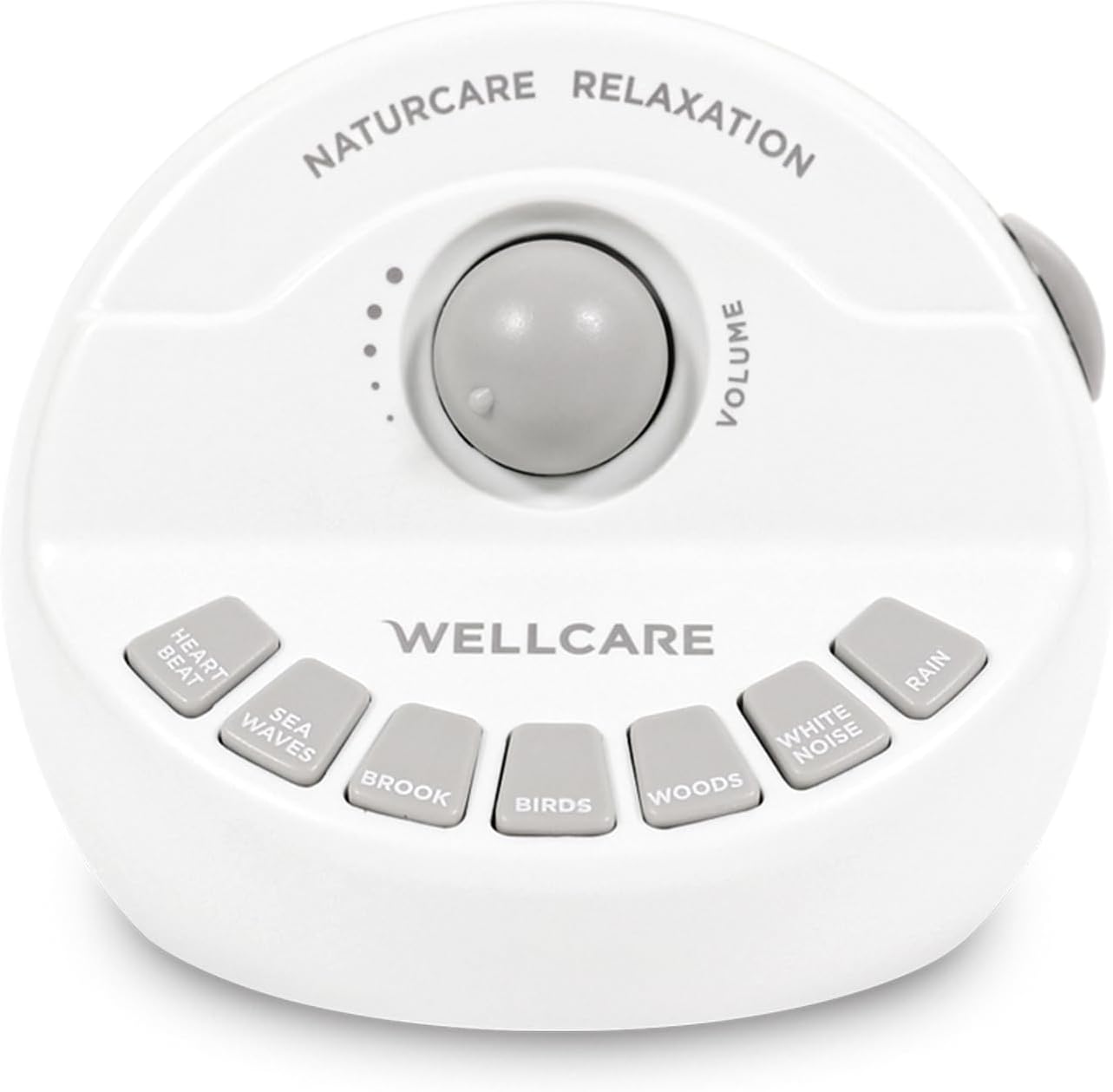 WELLCARE - Naturcare Sound Relaxation: 7 Nature Sound Machine with White Noise, Sleep Aid for Babies and Adults, Stepless Volume, Timer, Adapter Powered (Included) or Battery Operated (Not Included)