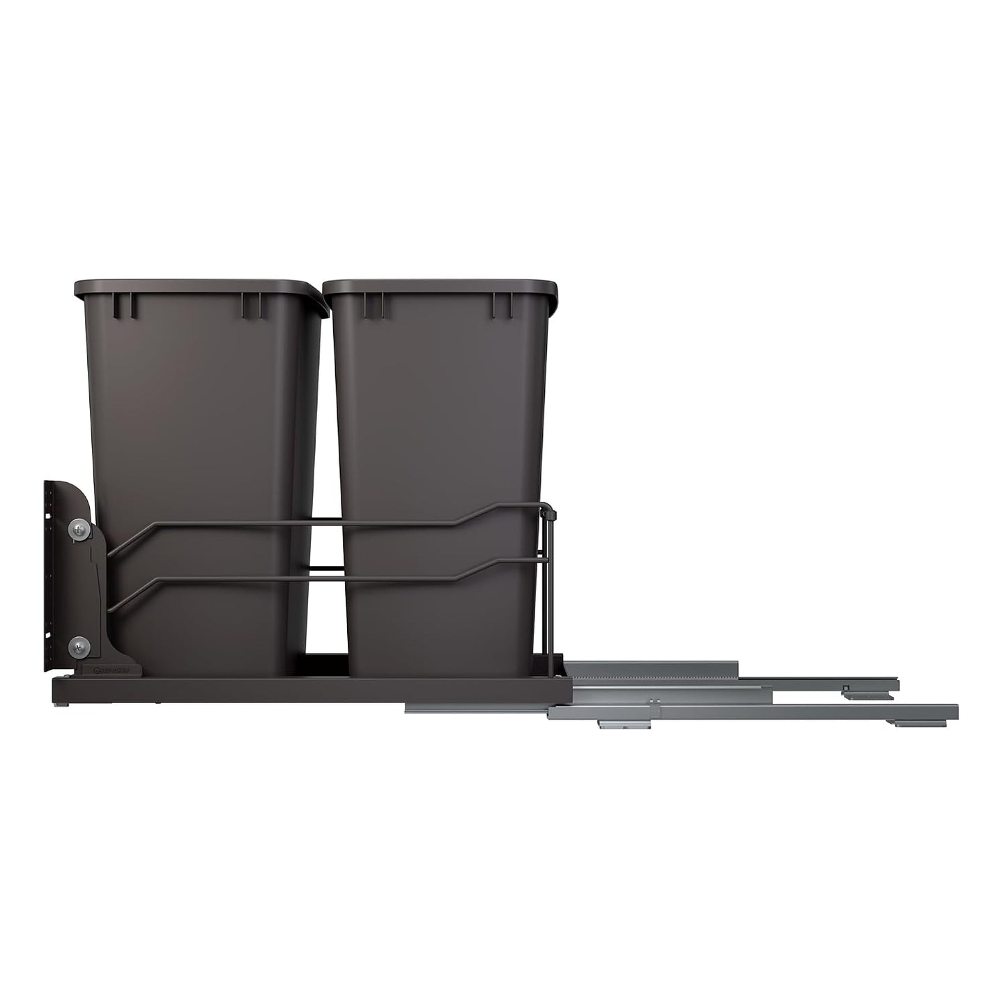 Rev-A-Shelf Double Pullout Trash Can w/Soft-Close Slides, 14.5" Min Opening | Large Capacity Garbage/ Recycling Waste Bins for Under Kitchen Cabinets, Heavy Gauge Wire Construction, 53WC-1835SCDM-211