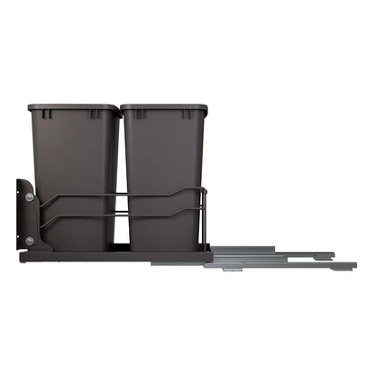 Rev-A-Shelf Double Pullout Trash Can w/Soft-Close Slides, 14.5" Min Opening | Large Capacity Garbage/ Recycling Waste Bins for Under Kitchen Cabinets, Heavy Gauge Wire Construction, 53WC-1835SCDM-211