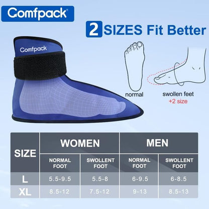Comfpack Large Foot Ice Pack Wrap for Full Foot Ankle Pain Relief, Long Lasting Cold Ice Boot for Swelling After Surgery, Sore Feet, Broken Foot, Plantar Fasciitis, Gout, Bunion