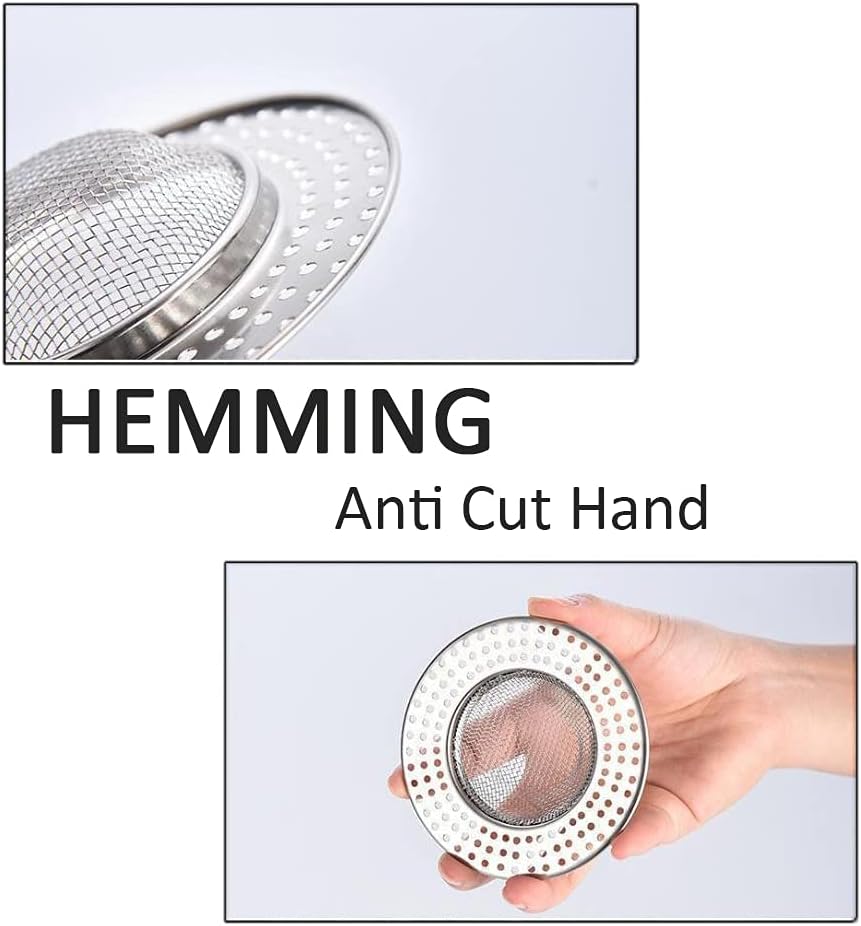 2pcs Heavy Duty Stainless Steel Slop Basket Filter Trap, 2.75" Top / 1" Mesh Metal Sink Strainer Shower Drain Hair Catcher for Kitchen Bathroom Bathtub Wash Basin Floor Balcony Drain Hole, Utility