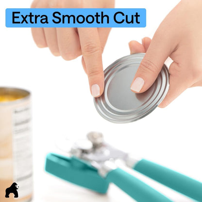 GORILLA GRIP Original Model Stainless Steel Smooth Edge Manual Can Opener and Bottle Openers, US Designed, Comfortable Handle, Oversized Handheld Turn Knob, Multifunctional Kitchen Tool, Gray