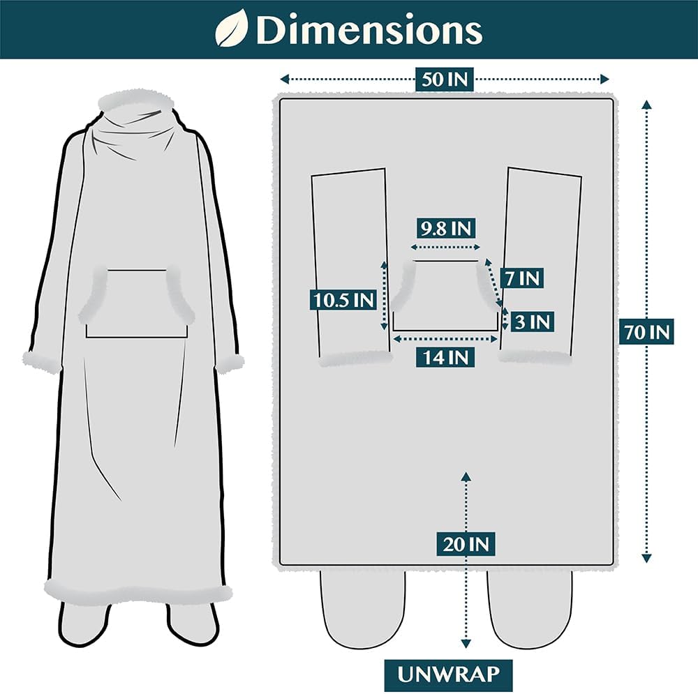 PAVILIA Fleece Blanket with Sleeves, Foot Pockets for Women Men Adults, Plush Wearable Blanket Throw Wrap, Warm Snuggle Blanket Robe, Cozy Gift Ideas Wife Mom, Dark Purple