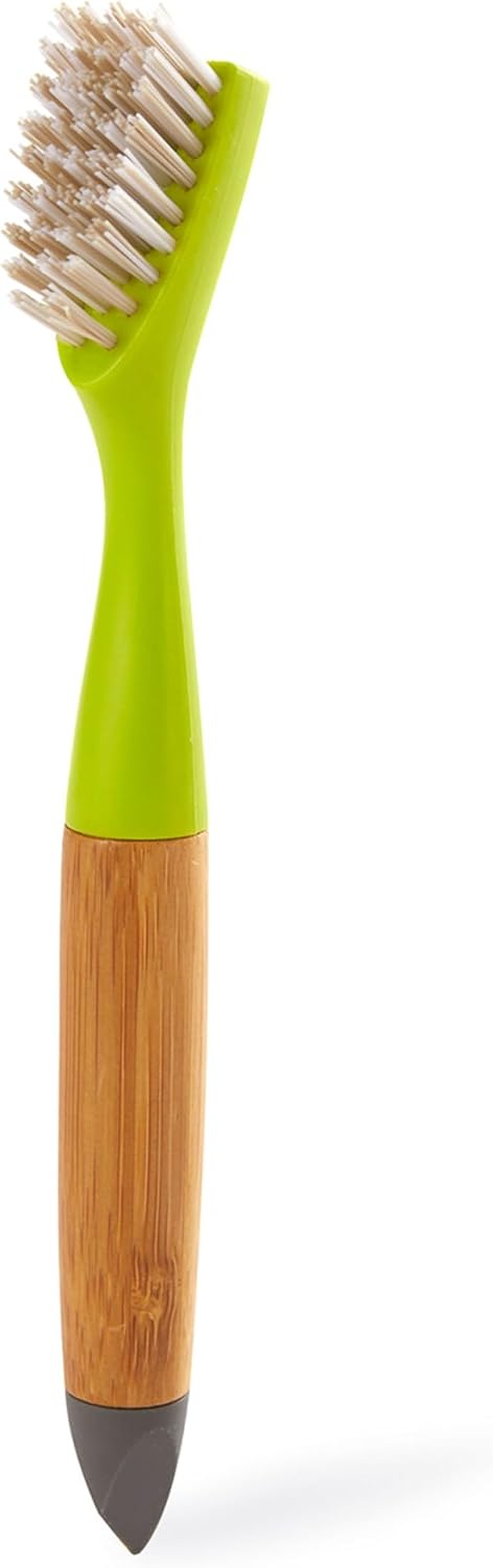 Full Circle Every-Crevice Detail Brush for Grout, White | Tough bristles & a sustainable bamboo handle reach deep into crevices, showers & grout