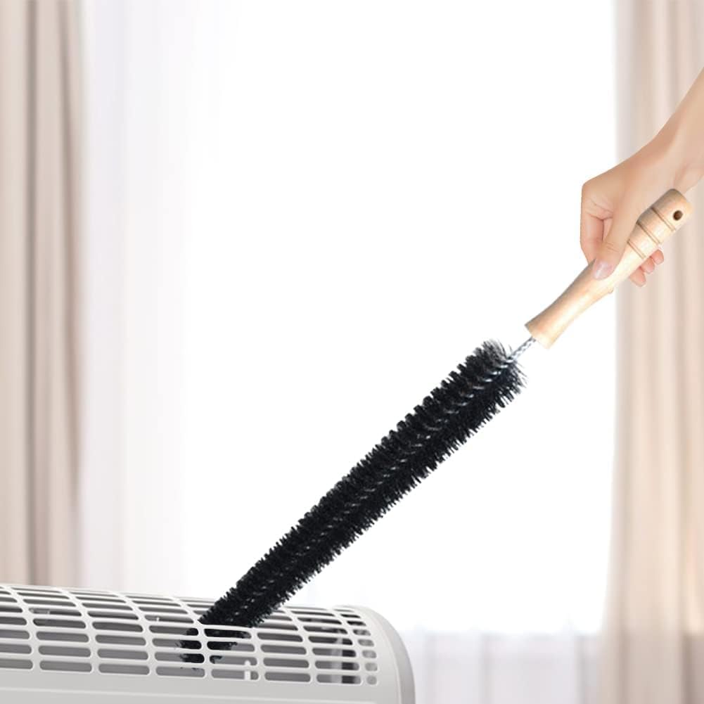 Two Radiator Cleaning Brushes, Dryer lint Brush Vent Cleaner, with Wooden Handle and Hanging Hook and Loop, are Essential Household Cleaners. ﻿