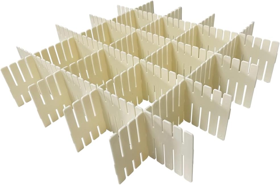 Onerbuy 8pcs Adjustable Grid Drawer Dividers DIY Plastic Closet Separator Tidy Organizer Container 32.5 * 7cm/ 12.8 * 2.8inch for Underwear Socks Belt Office Supplies(Transparent White)