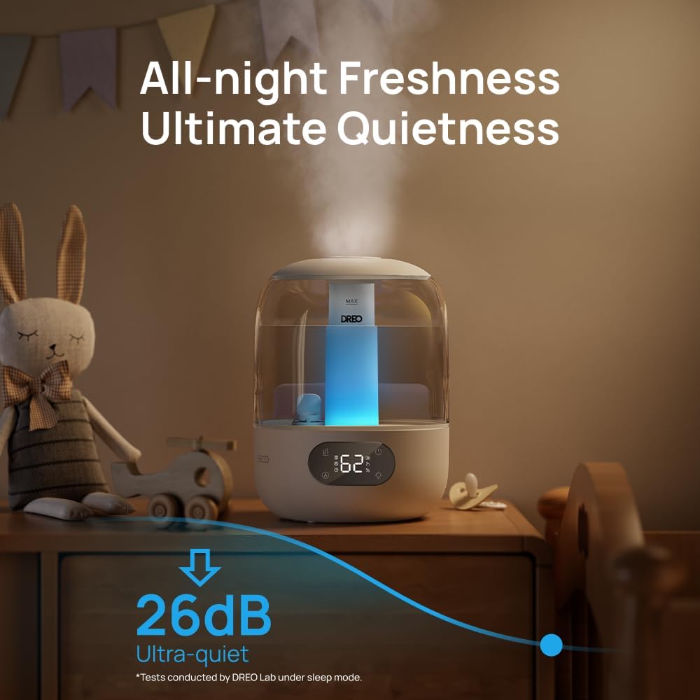 DREO 3L Humidifiers for Bedroom, 30H Runtime, 26 dB Quiet, Black