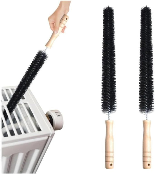 Two Radiator Cleaning Brushes, Dryer lint Brush Vent Cleaner, with Wooden Handle and Hanging Hook and Loop, are Essential Household Cleaners. ﻿