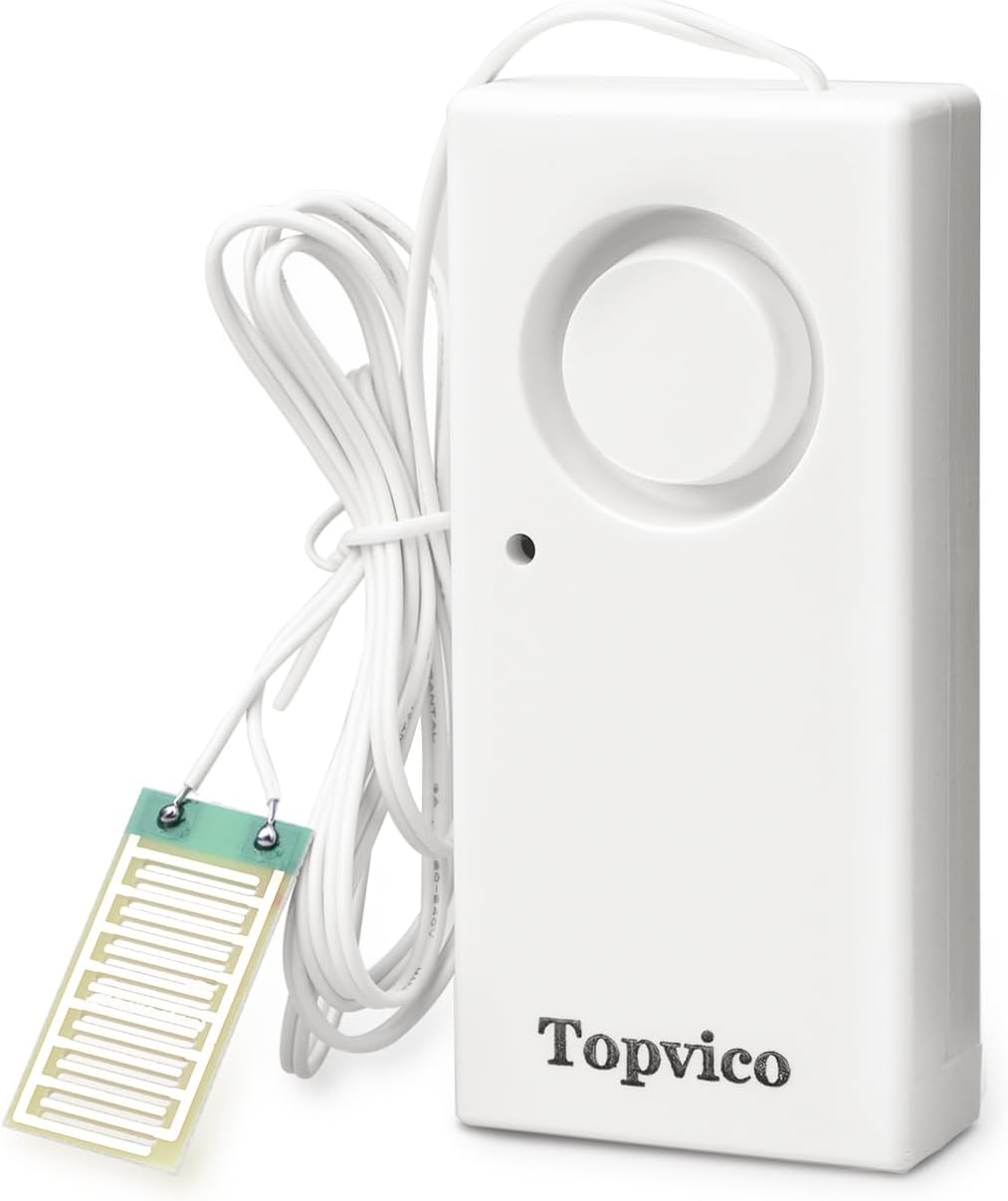Water Alarms Leak Detector, 120dB, 37.8 Inches Cable, 2 Packs | for Home Basements, RV Water Heater, Sump Pump Overflow Moisture Floor Flood Sensor, Work Alone Battery Operated