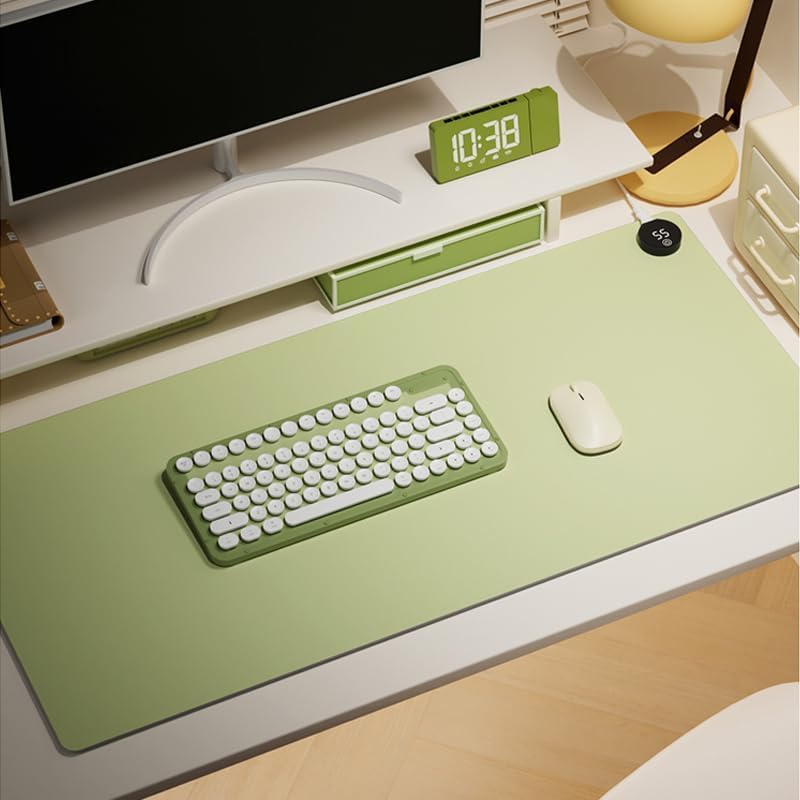 Heated Desk Pad 31.5×13 Inch - 3-Speed Touch Control Large Heated Mouse Mat with 3-Hour Auto Shut-Off, Non-Slip Silicone Eye Protection Warm Desk Mat for Office and Home (Light Gray)