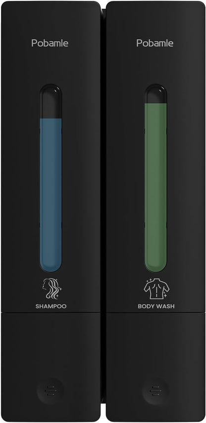 Shampoo and Conditioner Dispenser - Shower Soap Dispenser Wall Mounted No Drill - Shampoo Conditioner Body Wash Dispenser 3 Chamber - Easy Install for Bathroom Hotel Black 1200ml