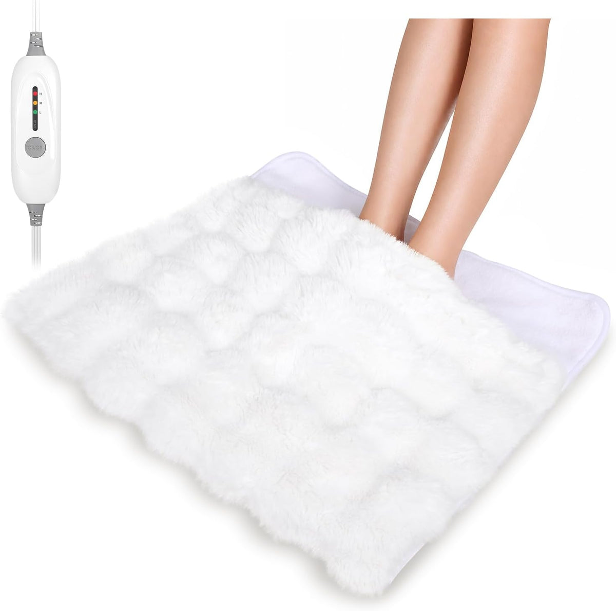Electric Foot Warmer, Luxury Faux Fur Heating Pad for Feet Pain Relief Cramp, Heated Foot Warmer for Under Desk & Bed with 3 Heat Settings & 2H Auto-Off, ETL Certified, 20x22 Inch, Dark Grey