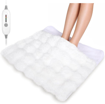 Electric Foot Warmer, Luxury Faux Fur Heating Pad for Feet Pain Relief Cramp, Heated Foot Warmer for Under Desk & Bed with 3 Heat Settings & 2H Auto-Off, ETL Certified, 20x22 Inch, Dark Grey