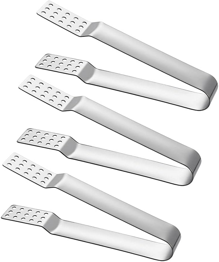 ARFUKA 3pcs Tea Bag Squeezer Stainless Steel Tea Bag Holder Tea Bag Tongs Tea Bag Spoon Tea Bag Strainer Clip for Gripping Ice Cubes Tea Bags for Loose Tea Loose Leaf Gripping Ice Cubes, Silver