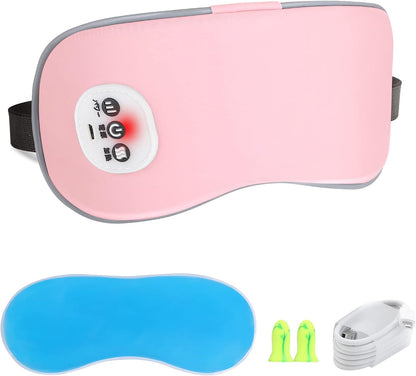 Cordless Heated Eye Massager with Cooling Eye Pad, Vibrating Heating Sleeping Mask for Men Women Kids -USB Charing Heated Eye Mask Electric for Dry Eyes, Relax,Travel (Blue)