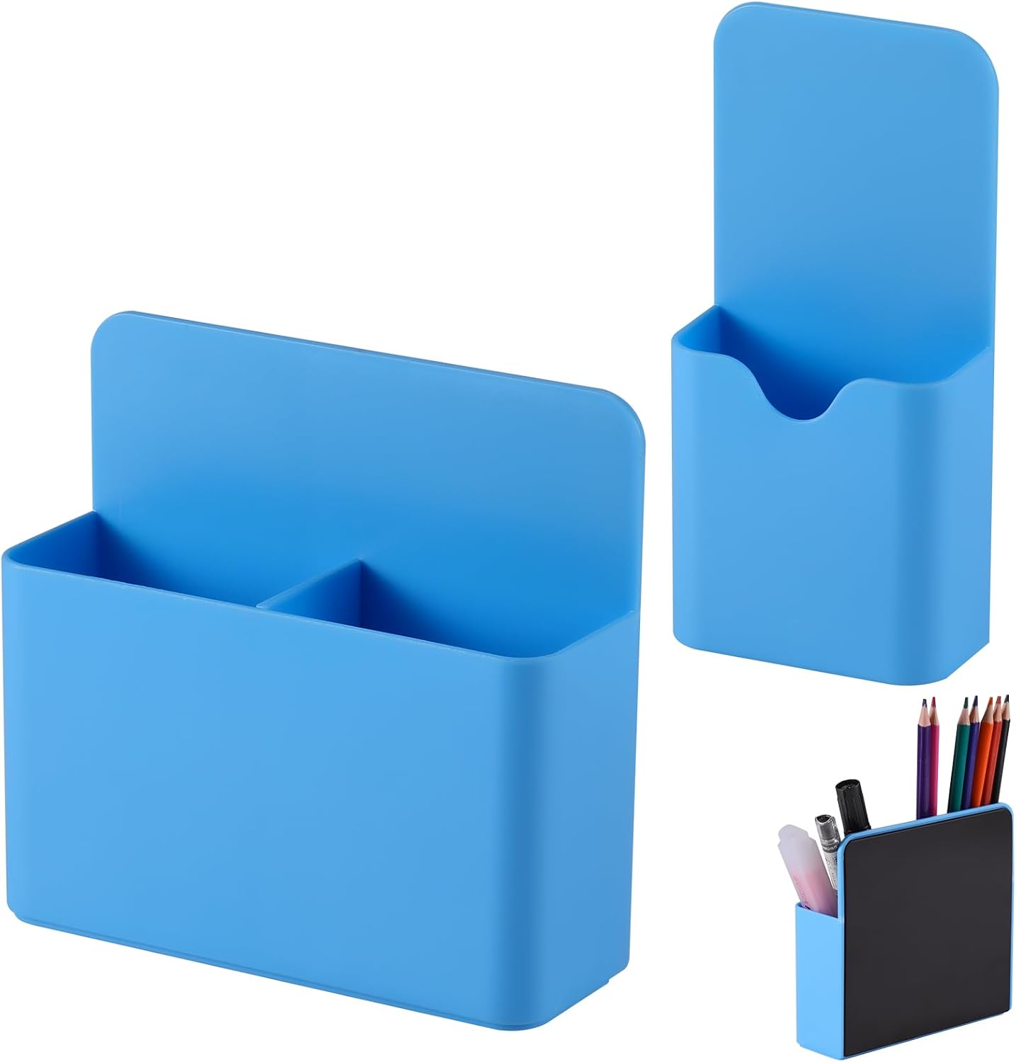 KITANIS Magnetic Pen Holder,2 Pack Magnetic Dry Erase Marker Holder with Generous Compartments,Strong Magnet Storage Marker Pen Pencil Organizer for Refrigerator,Whiteboard,Locker Accessories