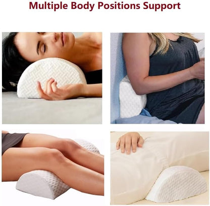 Memory Foam Half Moon Shaped Bolster Pillow for Neck Leg Knee Lumbar Feet Lower Back 16.5x7x4 (Grey)