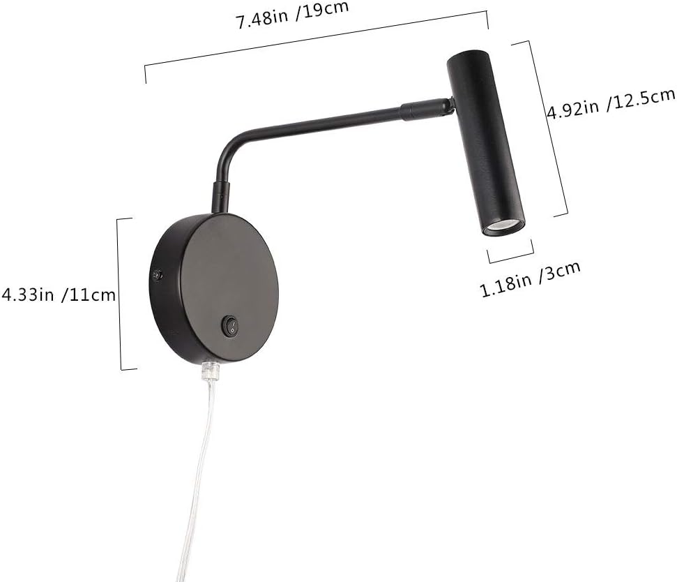 Joossnwell Wall Lamps that Plug in, Bronze Metal Industrial Wall Spotlight with Switch on Off for Home Bedside Lighting Fixtures Warm White 3000K 1 Pack